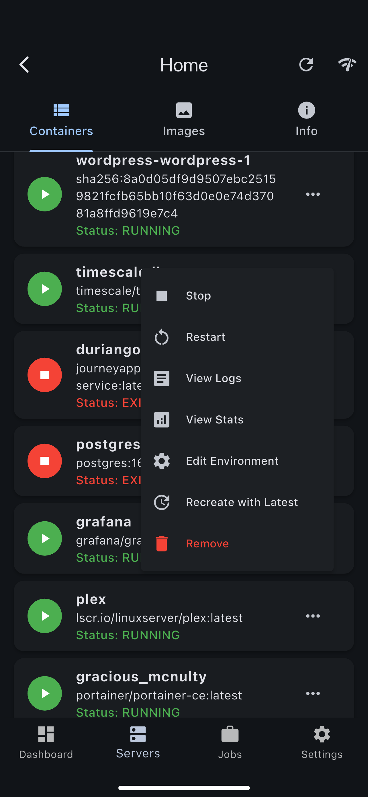 Docker Containers List